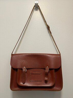 Vintage English leather school satchel